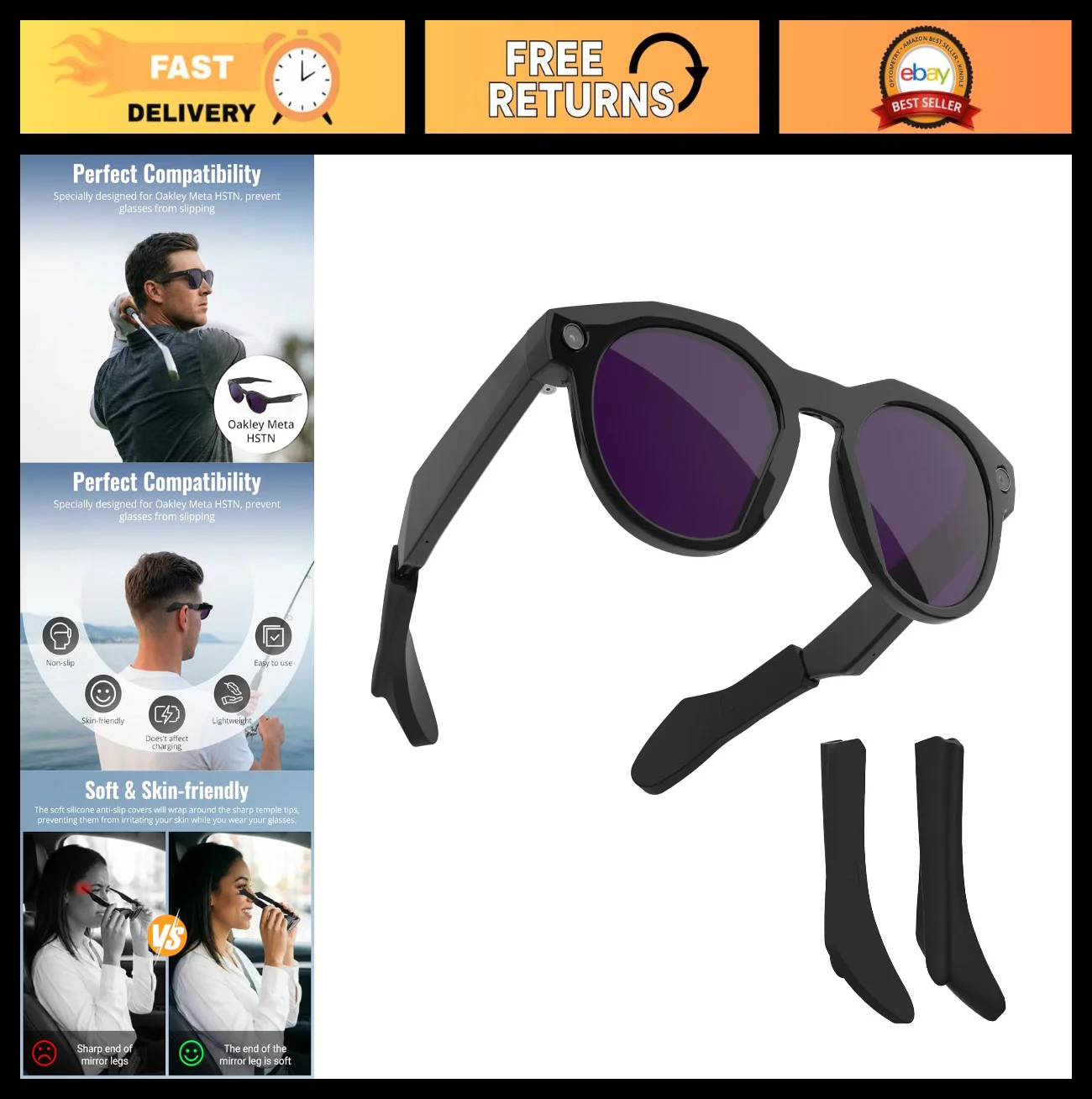 6× Eye Glasses Ear Cushions + 10× Nose Pads Set Anti-Slip Glasses Accessories US 4