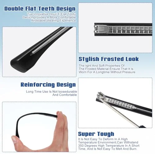 Heclia Glasses Replacement Arms Legs 2 Pairs with Eyeglasses Fix Adjustment Accessories with Temple Anti-Slip Silicone Tips Eyewear Repair Kit With Screws Washers Screwdrivers Nose Pads 3